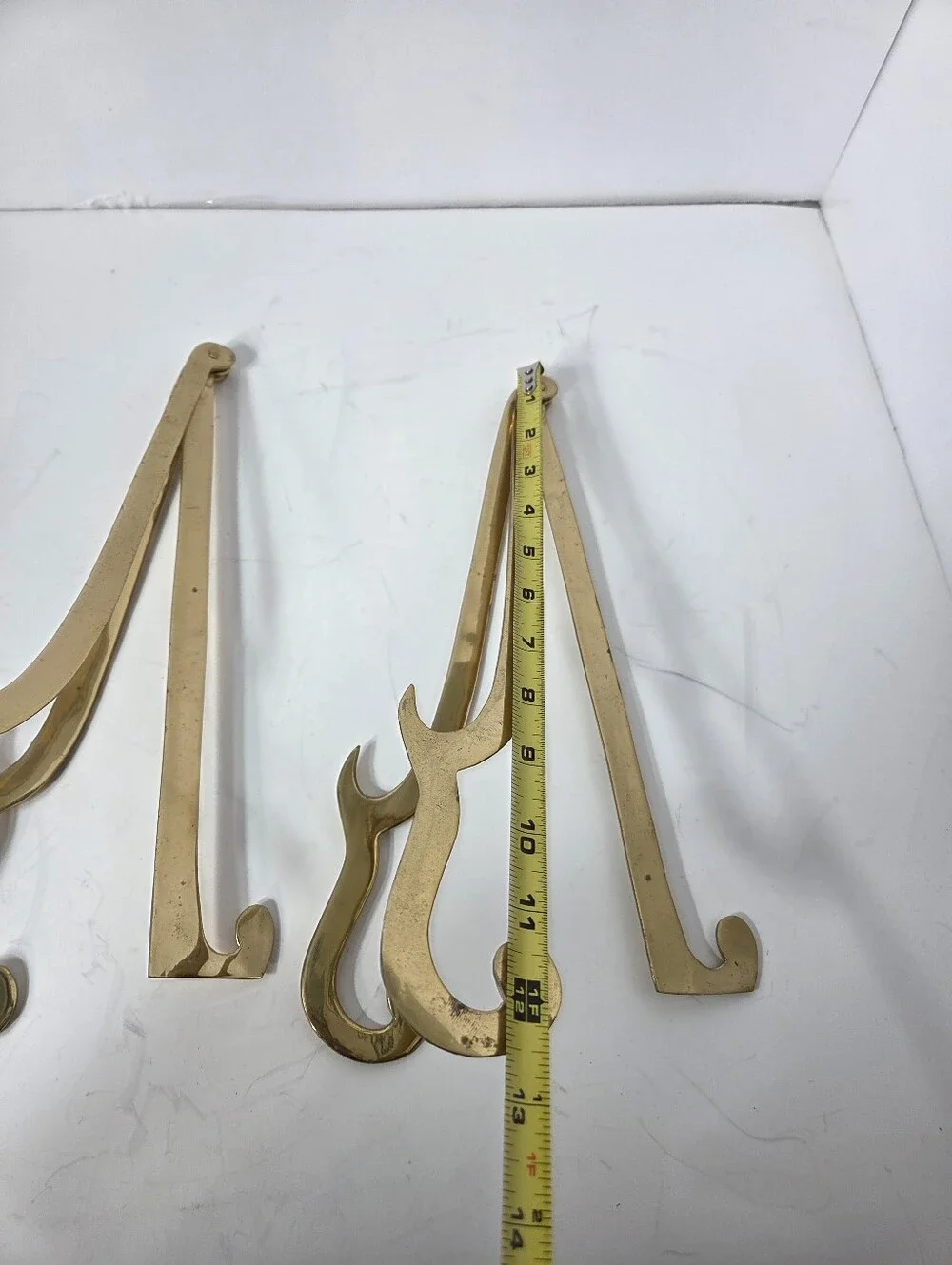 vtg brass tabletop picture easel holder stands 2pc 12inch elegant minimalist
